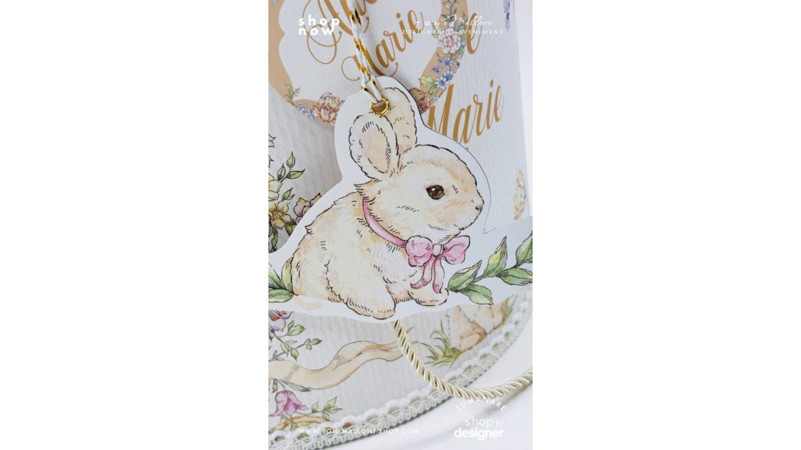 Trusou Botez Fetiță Belle Époque Floral Garden cu Iepuraș Trusou Personalizat Toni Malloni 2